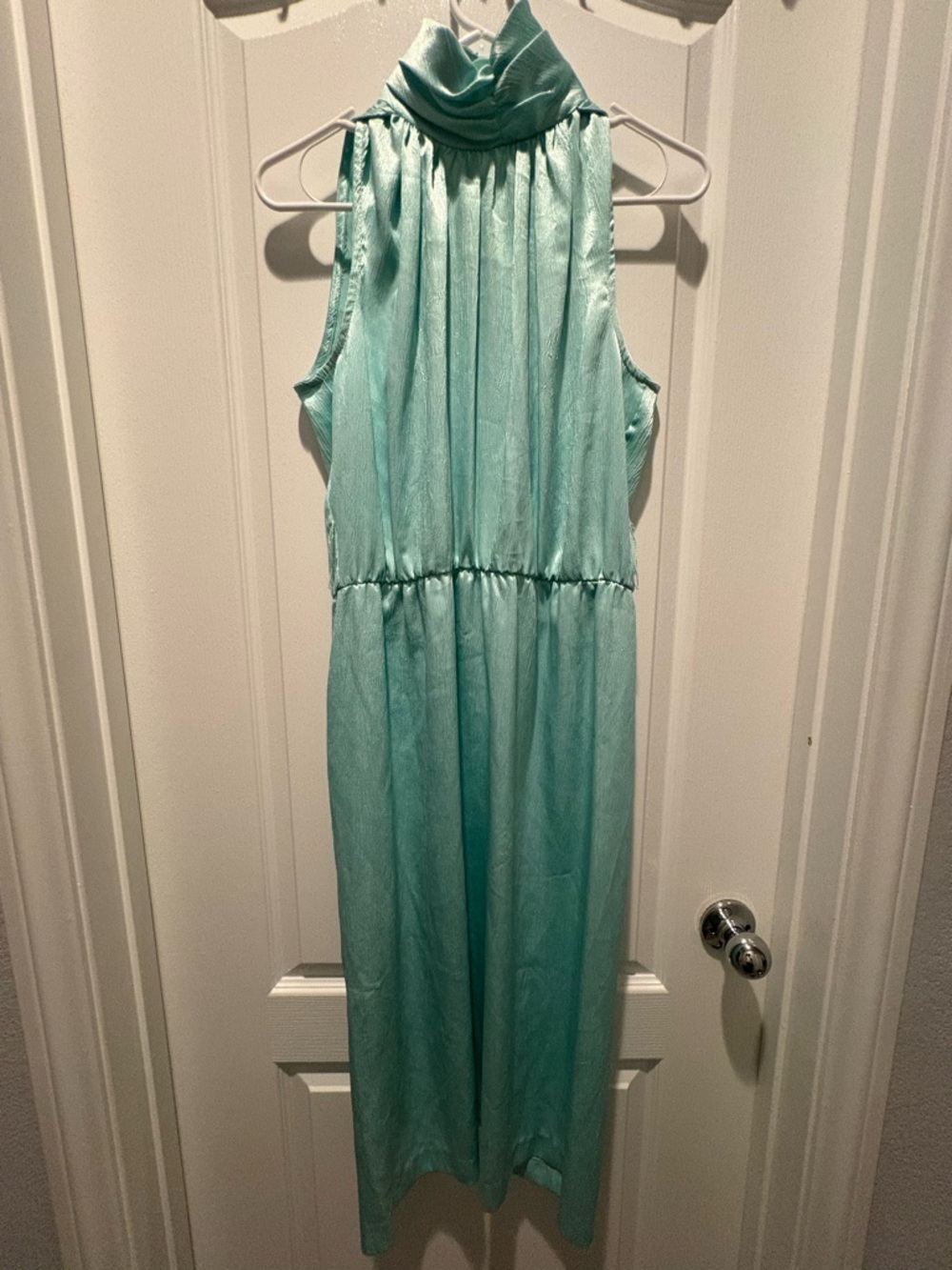 Vintage 1970s gunna sax sleeveless mock neck satin dress